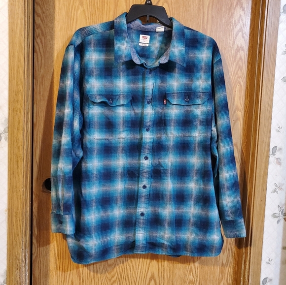 Levi's classic worker overshirt in blue plaid ocean depths - Picture 3 of 12